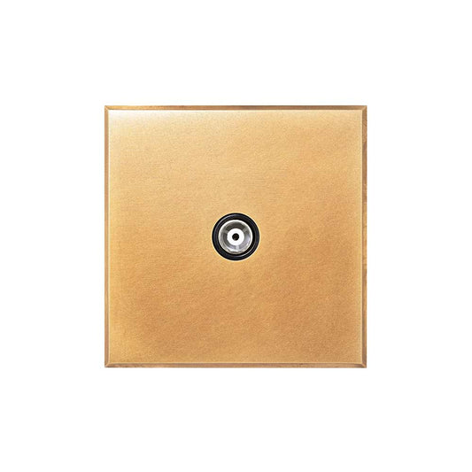 Natural Brass 1 Gang Coaxial TV Aerial Socket with Black Insert  - The Palaces Collection