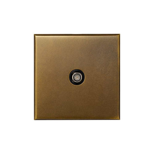 Aged Brass 1 Gang Satellite Socket with Black Insert  - The Palaces Collection