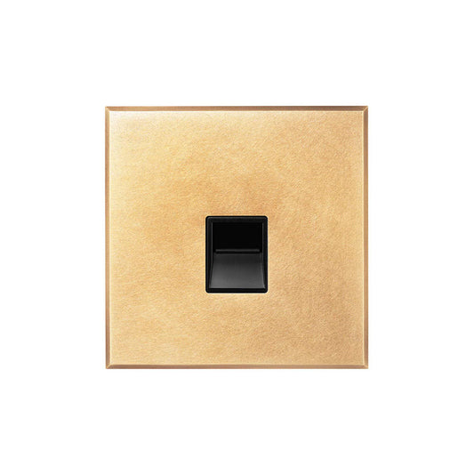 Natural Brass 1 Gang BT Master Telephone Socket with Black Insert  - The Palaces Collection