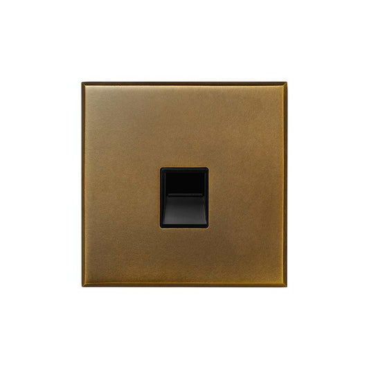 Aged Brass 1 Gang BT Master Telephone Socket with Black Insert  - The Palaces Collection