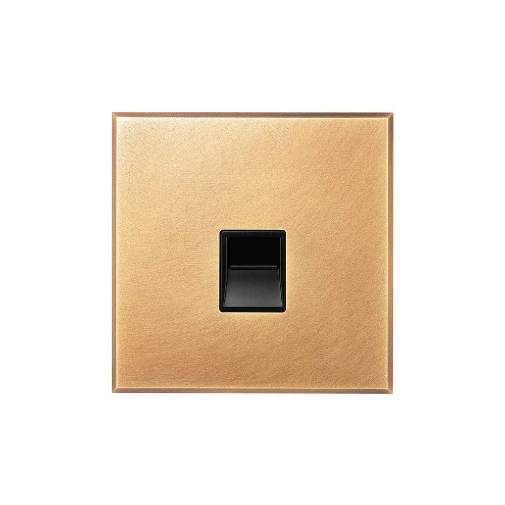 Natural Brass 1 Gang BT Secondary Telephone Socket with Black Insert  - The Palaces Collection