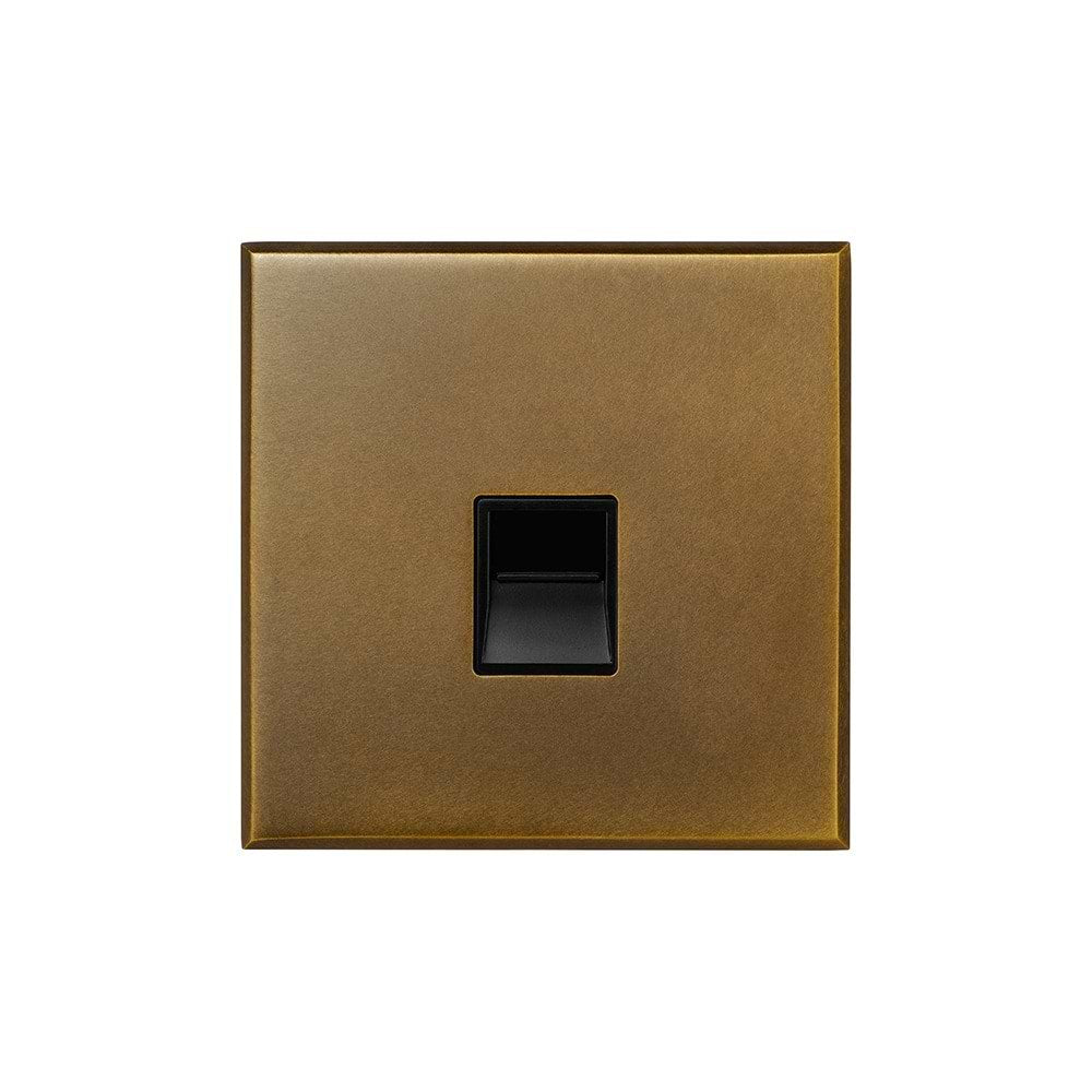 Aged Brass 1 Gang BT Secondary Telephone Socket with Black Insert  - The Palaces Collection