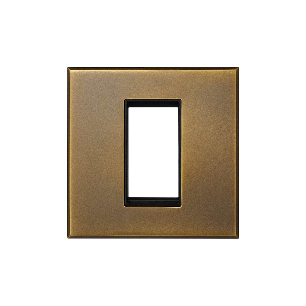 Aged Brass 1 x25mm EM Euro Module Wall Plate with Black Insert  - The Palaces Collection