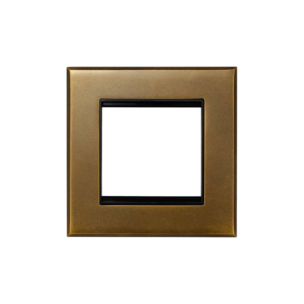 Aged Brass 2 x25mm EM Euro Module Wall Plate with Black Insert  - The Palaces Collection