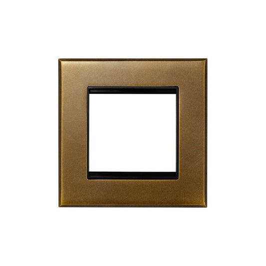 Aged Brass 2 x25mm EM Euro Module Wall Plate with Black Insert  - The Palaces Collection
