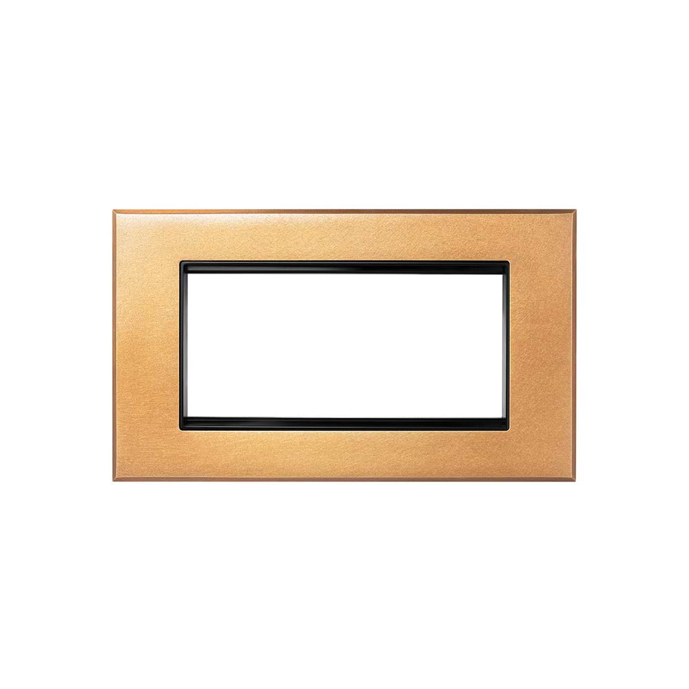 Natural Brass 4 x25mm EM Euro Module Wall Plate with Black Insert  - The Palaces Collection