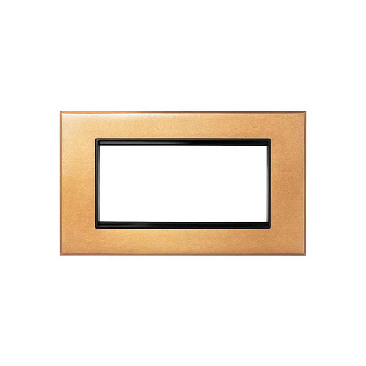 Natural Brass 4 x25mm EM Euro Module Wall Plate with Black Insert  - The Palaces Collection