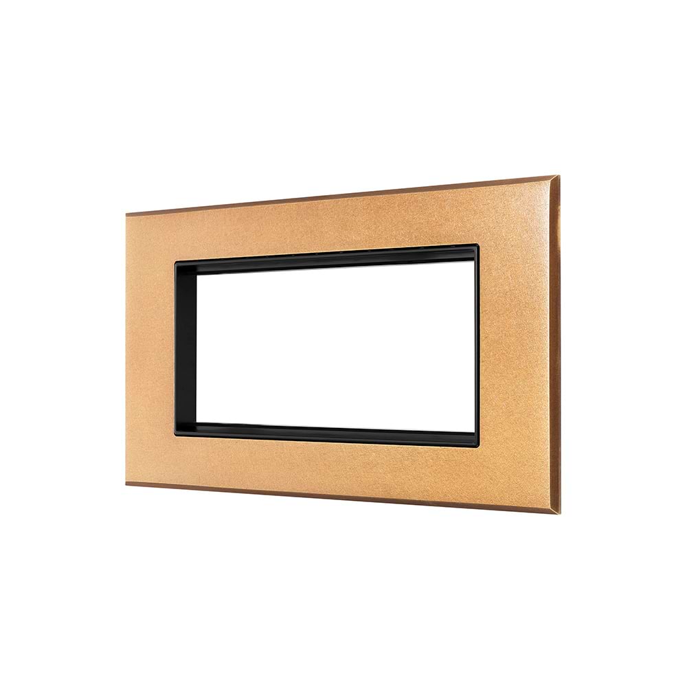 Natural Brass 4 x25mm EM Euro Module Wall Plate with Black Insert  - The Palaces Collection