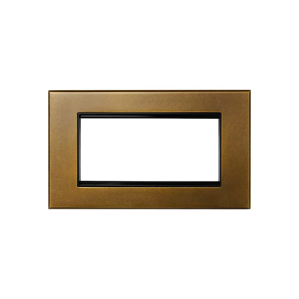 Aged Brass 4 x25mm EM Euro Module Wall Plate with Black Insert  - The Palaces Collection