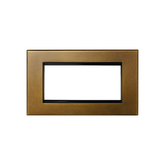 Aged Brass 4 x25mm EM Euro Module Wall Plate with Black Insert  - The Palaces Collection