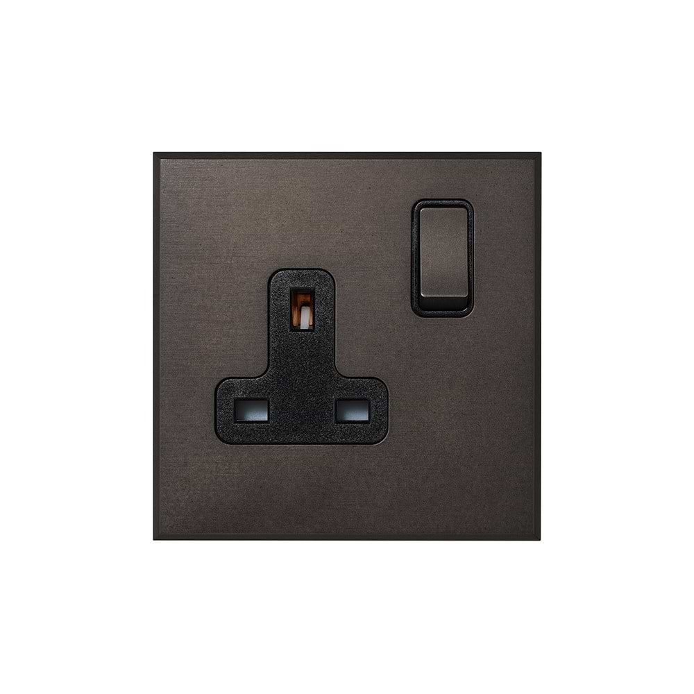 Heritage Bronze 1 Gang 13A Double Pole Switched Socket with Black Insert  - The Palaces Collection