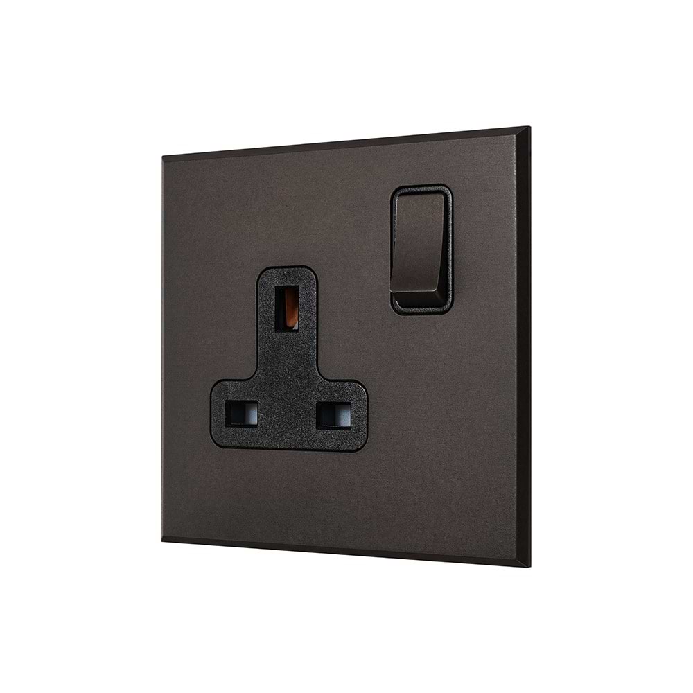 Heritage Bronze 1 Gang 13A Double Pole Switched Socket with Black Insert  - The Palaces Collection