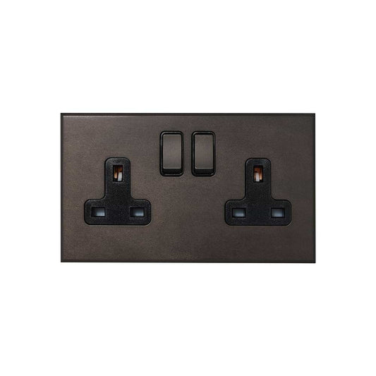 Heritage Bronze 2 Gang 13A Double Pole Switched Socket with Black Insert  - The Palaces Collection