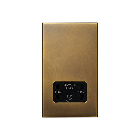 Aged Brass 230V/115V Dual Voltage Shaver Socket with Black Insert  - The Palaces Collection