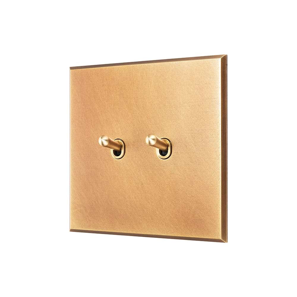 Natural Brass 2 Gang 20A 2 Way Toggle Switch - The Palaces Collection