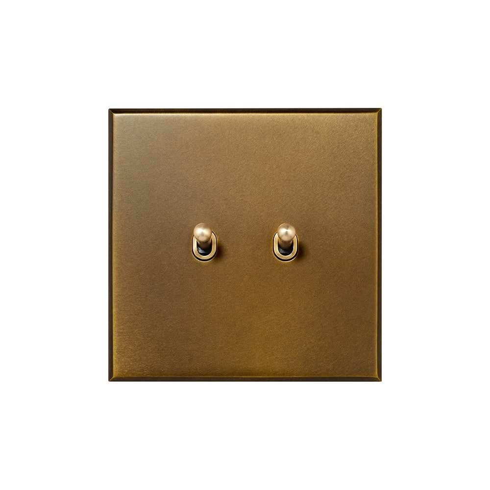 Aged Brass 2 Gang (1x 20A 2 Way, 1x 20A Intermediate) Toggle Switch - The Palaces Collection