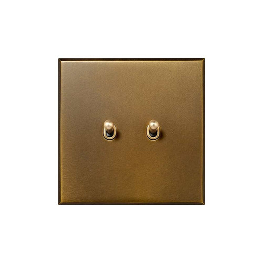 Aged Brass 2 Gang 20A 2 Way Retractive Toggle Switch - The Palaces Collection