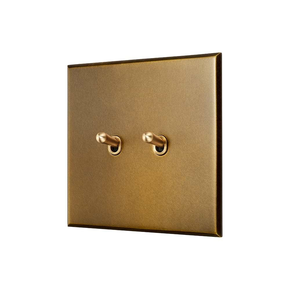 Aged Brass 2 Gang 20A 2 Way Retractive Toggle Switch - The Palaces Collection