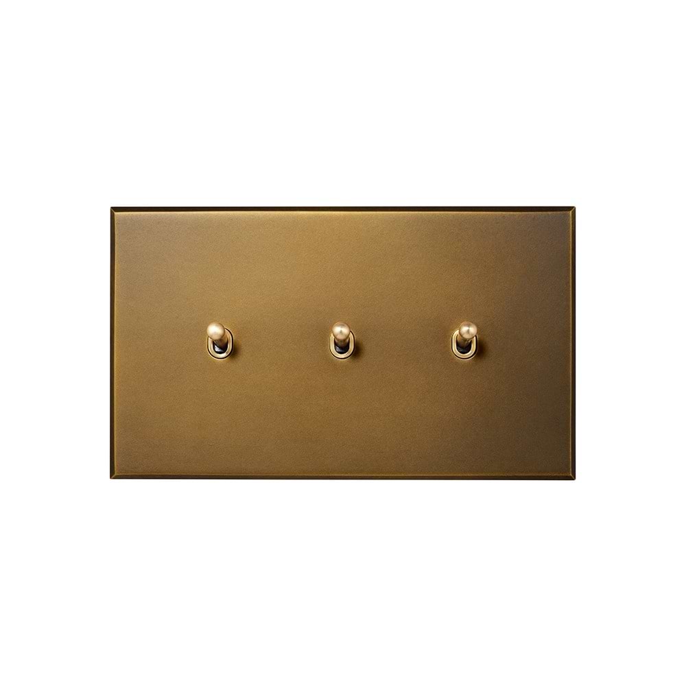 Aged Brass 3 Gang 20A Intermediate Toggle Switch - The Palaces Collection