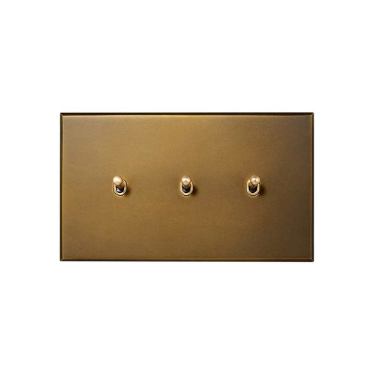 Aged Brass 3 Gang 20A 2 Way Retractive Toggle Switch - The Palaces Collection