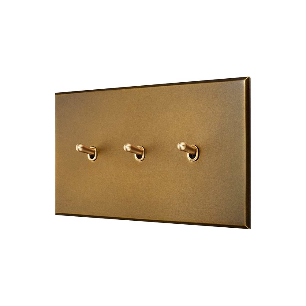Aged Brass 3 Gang 20A 2 Way Toggle Switch - The Palaces Collection