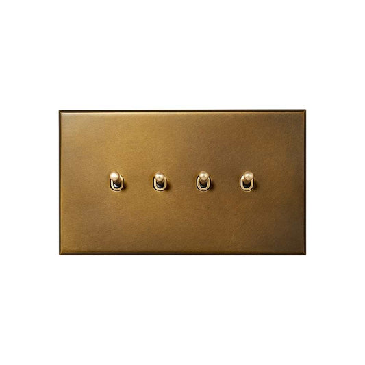 Aged Brass 4 Gang 20A 2 Way Retractive Toggle Switch - The Palaces Collection