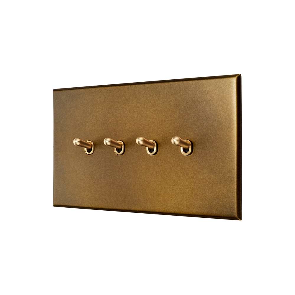 Aged Brass 4 Gang 20A 2 Way Retractive Toggle Switch - The Palaces Collection