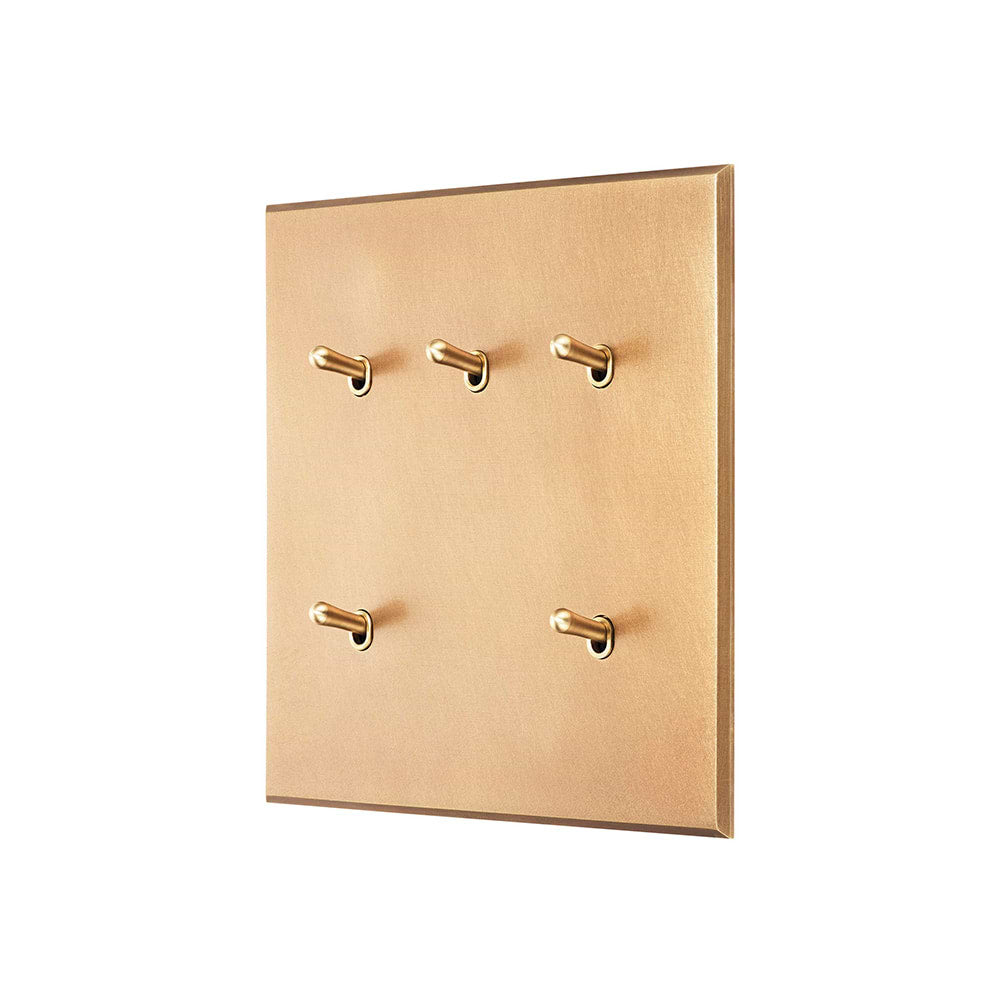 Natural Brass 5 Gang 20A 2 Way Toggle Switch - The Palaces Collection
