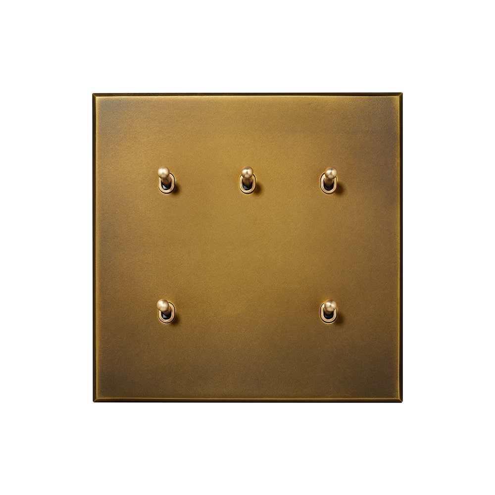 Aged Brass 5 Gang 20A 2 Way Toggle Switch - The Palaces Collection