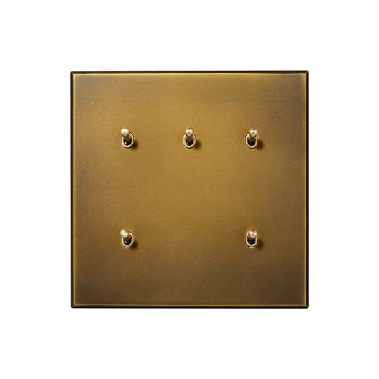 Aged Brass 5 Gang 20A 2 Way Retractive Toggle Switch - The Palaces Collection