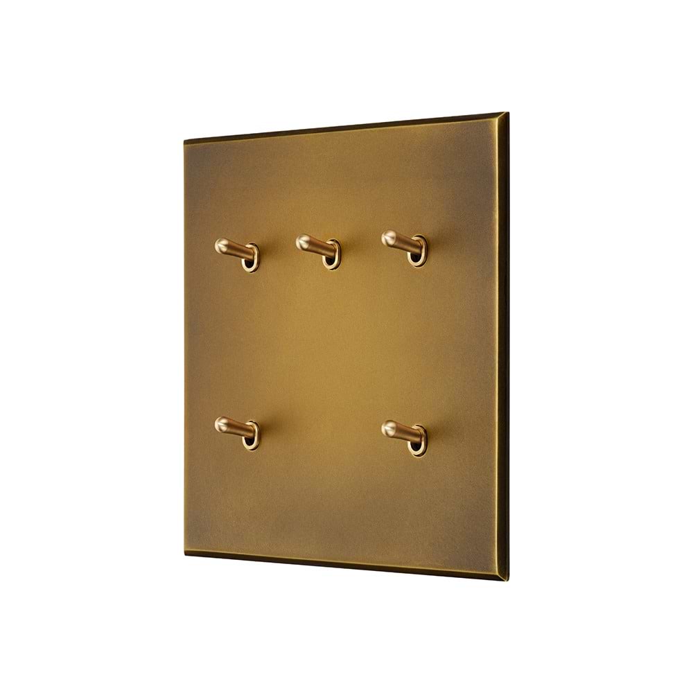 Aged Brass 5 Gang 20A 2 Way Retractive Toggle Switch - The Palaces Collection