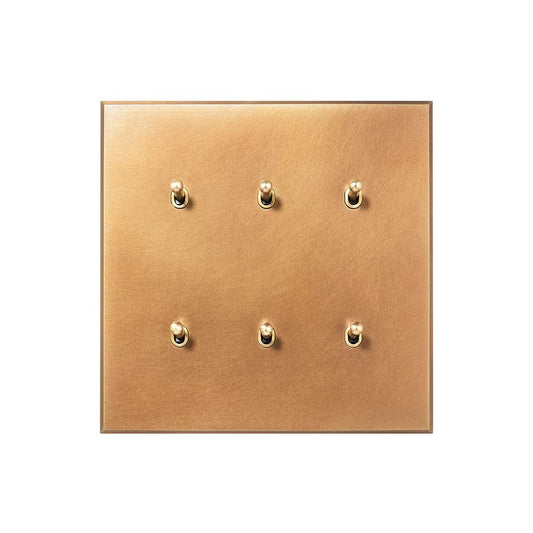 Natural Brass 6 Gang 20A 2 Way Toggle Switch - The Palaces Collection
