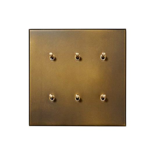 Aged Brass 6 Gang 20A 2 Way Retractive Toggle Switch - The Palaces Collection
