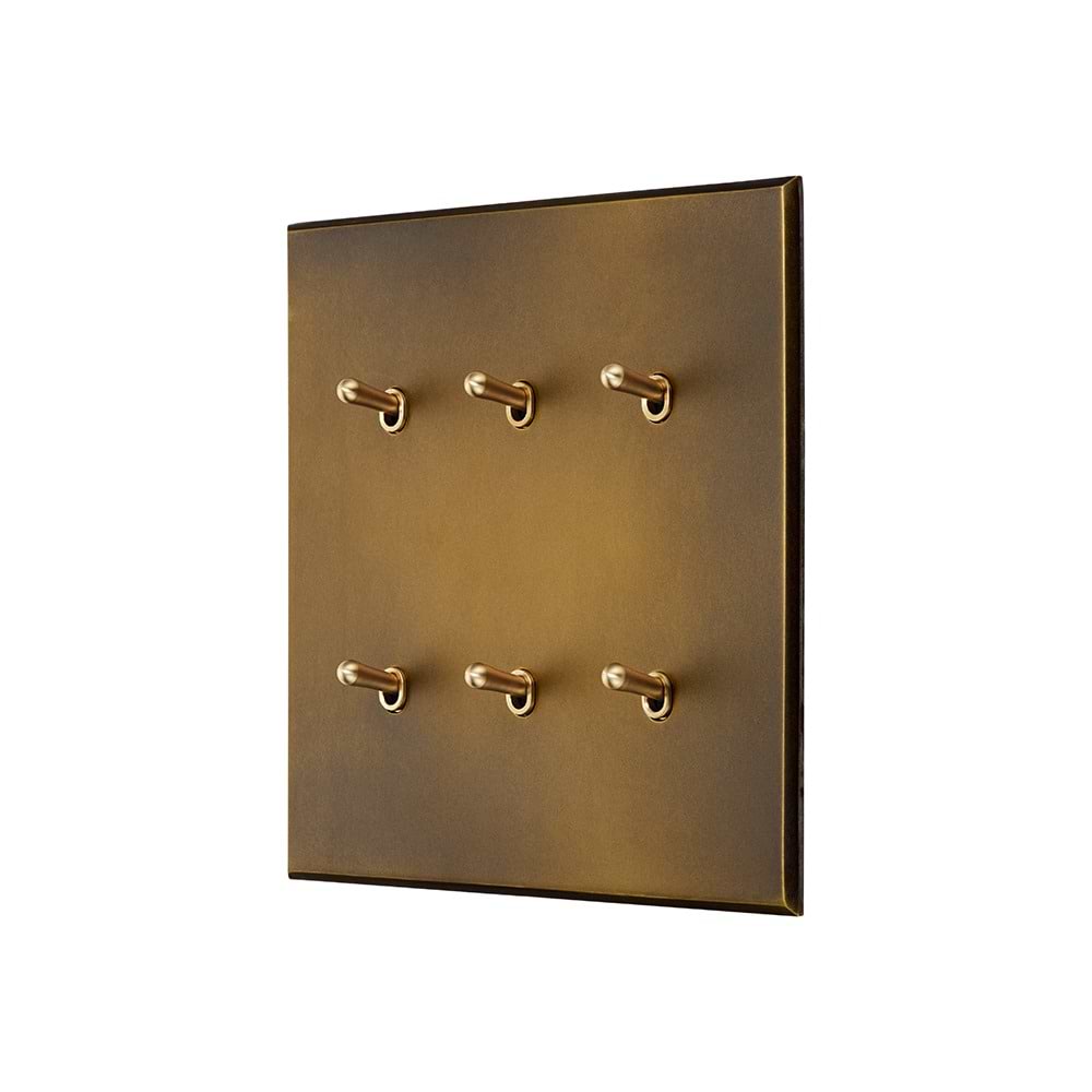 Aged Brass 6 Gang 20A 2 Way Toggle Switch - The Palaces Collection