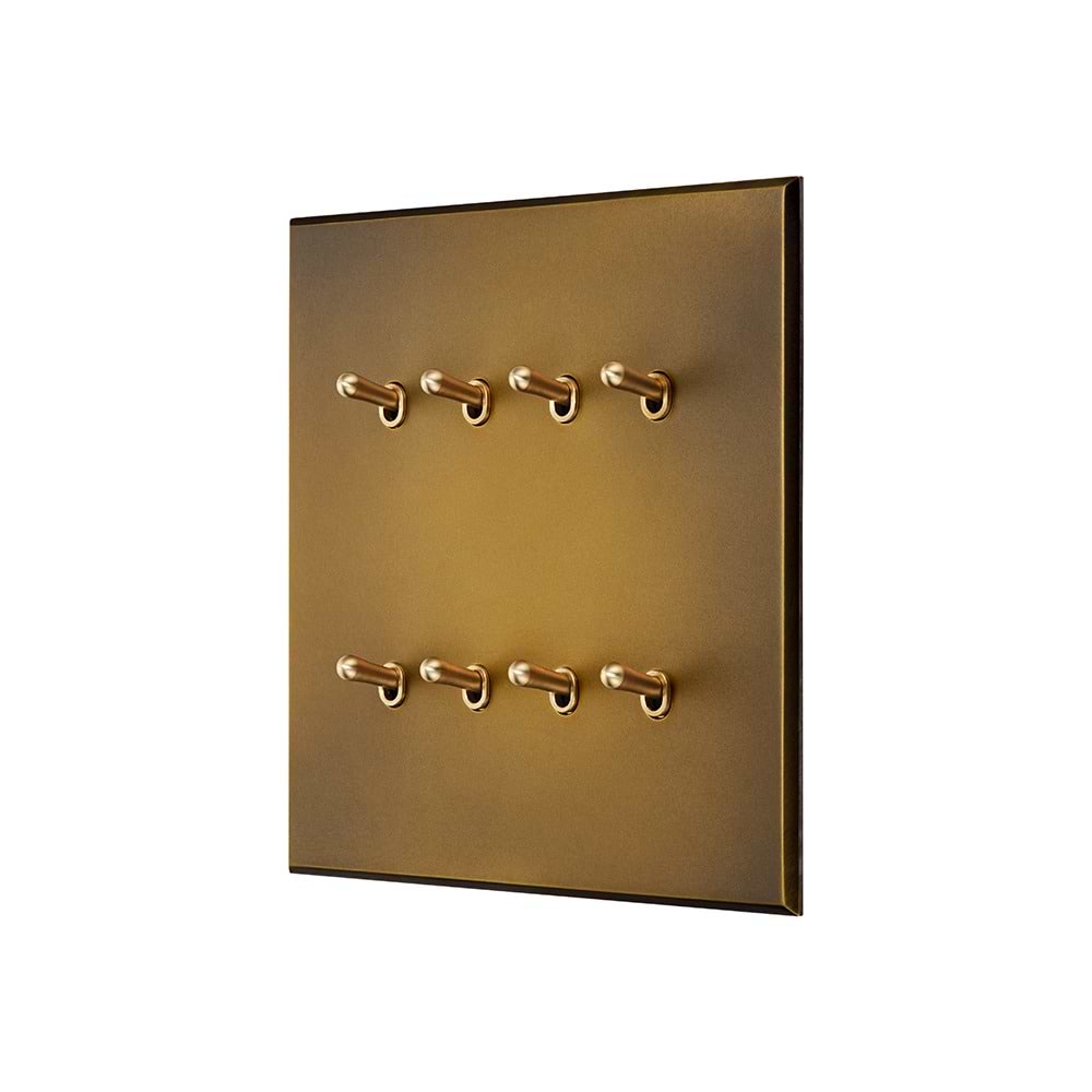 Aged Brass 8 Gang 20A 2 Way Toggle Switch - The Palaces Collection