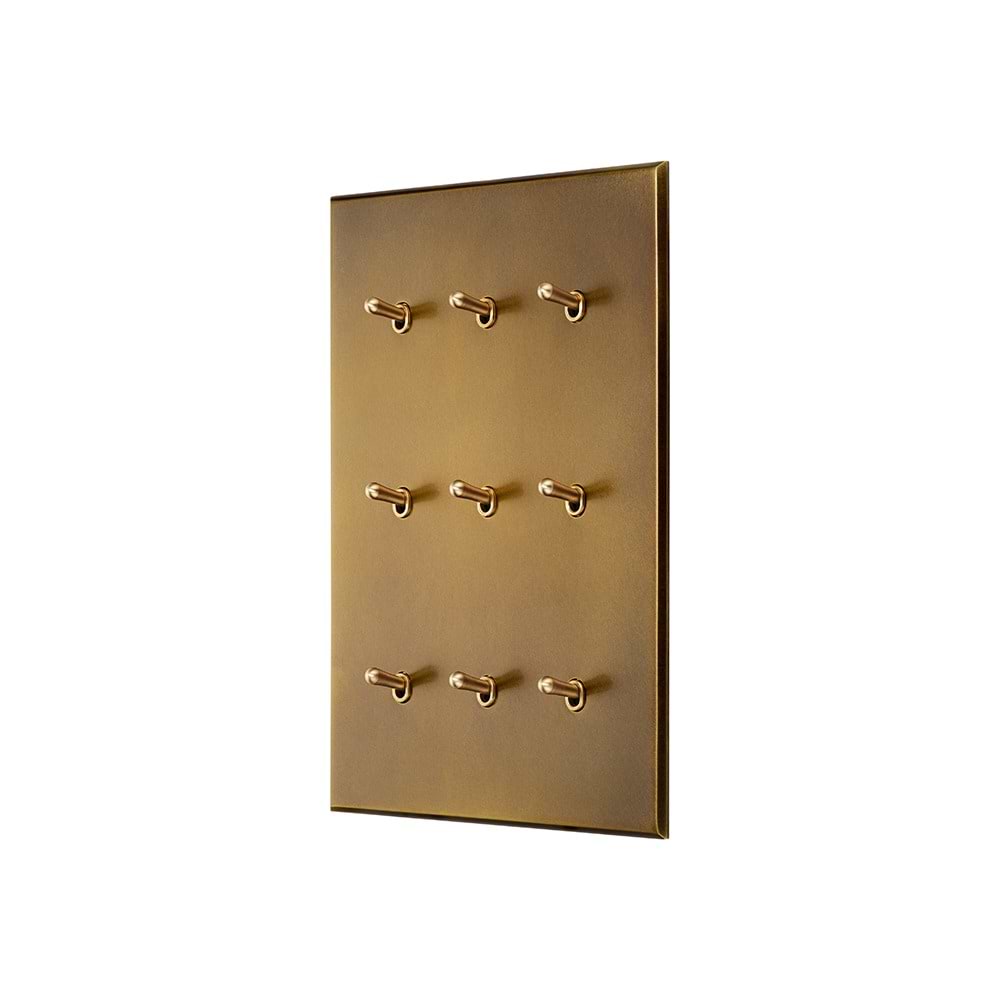 Aged Brass 9 Gang 20A 2 Way Toggle Switch - The Palaces Collection