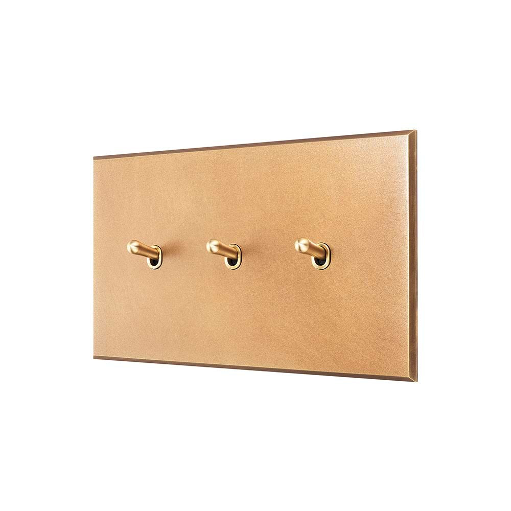 Natural Brass 3 Gang 20A Intermediate Toggle Switch - The Palaces Collection