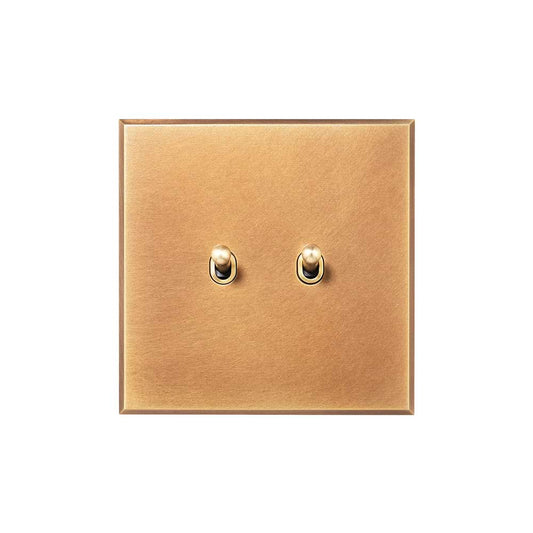 Natural Brass 2 Gang (1x 20A 2 Way, 1x 20A Intermediate) Toggle Switch - The Palaces Collection