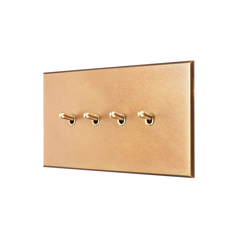 Natural Brass 4 Gang 20A 2 Way Retractive Toggle Switch - The Palaces Collection