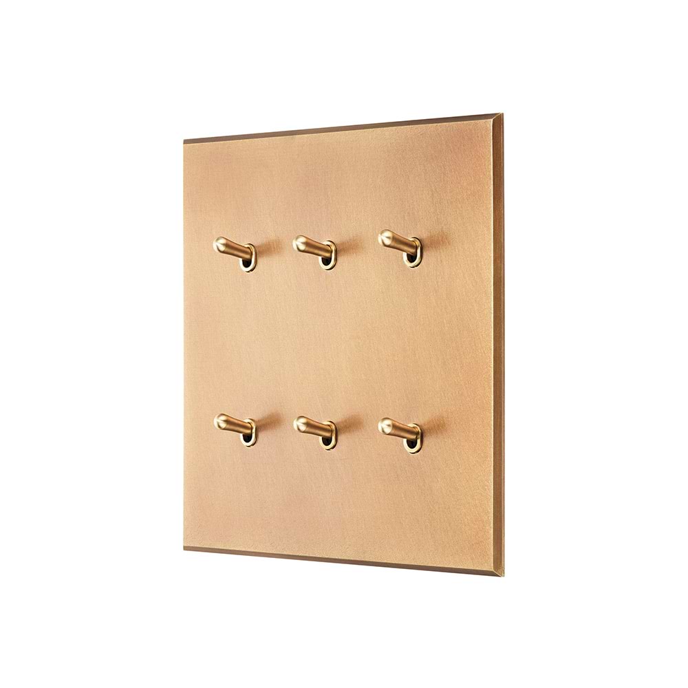 Natural Brass 6 Gang 20A 2 Way Retractive Toggle Switch - The Palaces Collection