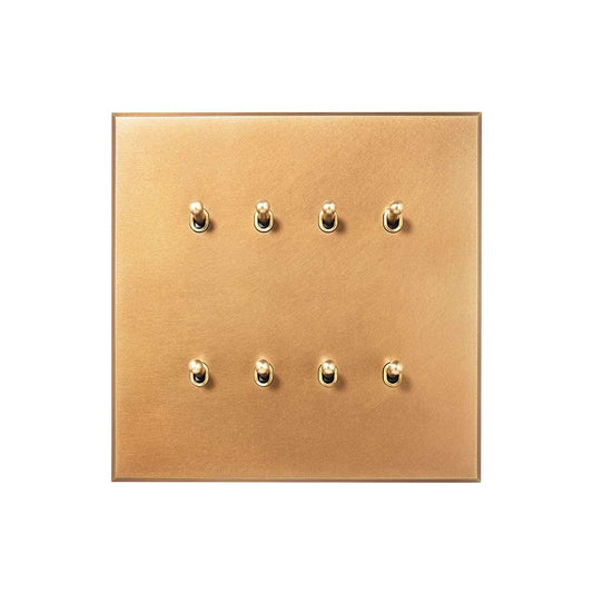 Natural Brass 8 Gang 20A 2 Way Retractive Toggle Switch - The Palaces Collection