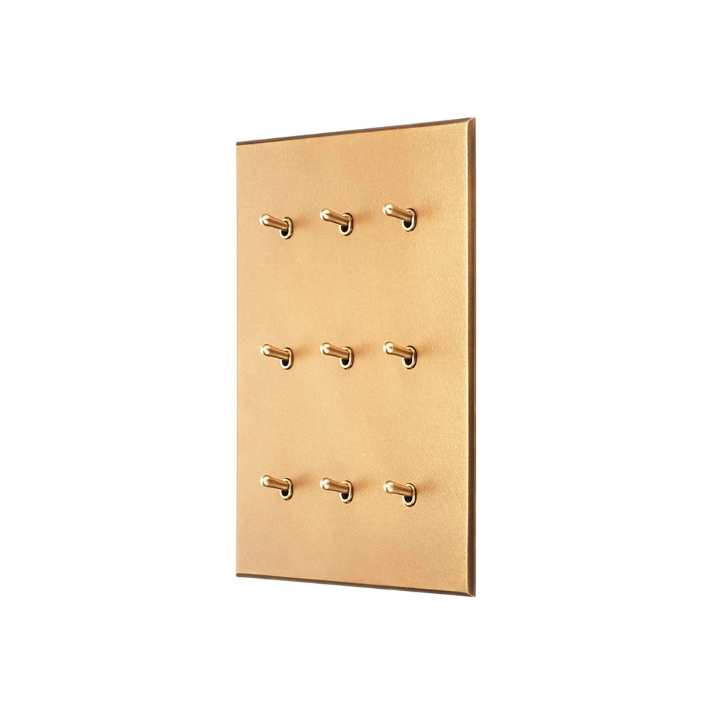Natural Brass 9 Gang 20A 2 Way Retractive Toggle Switch - The Palaces Collection