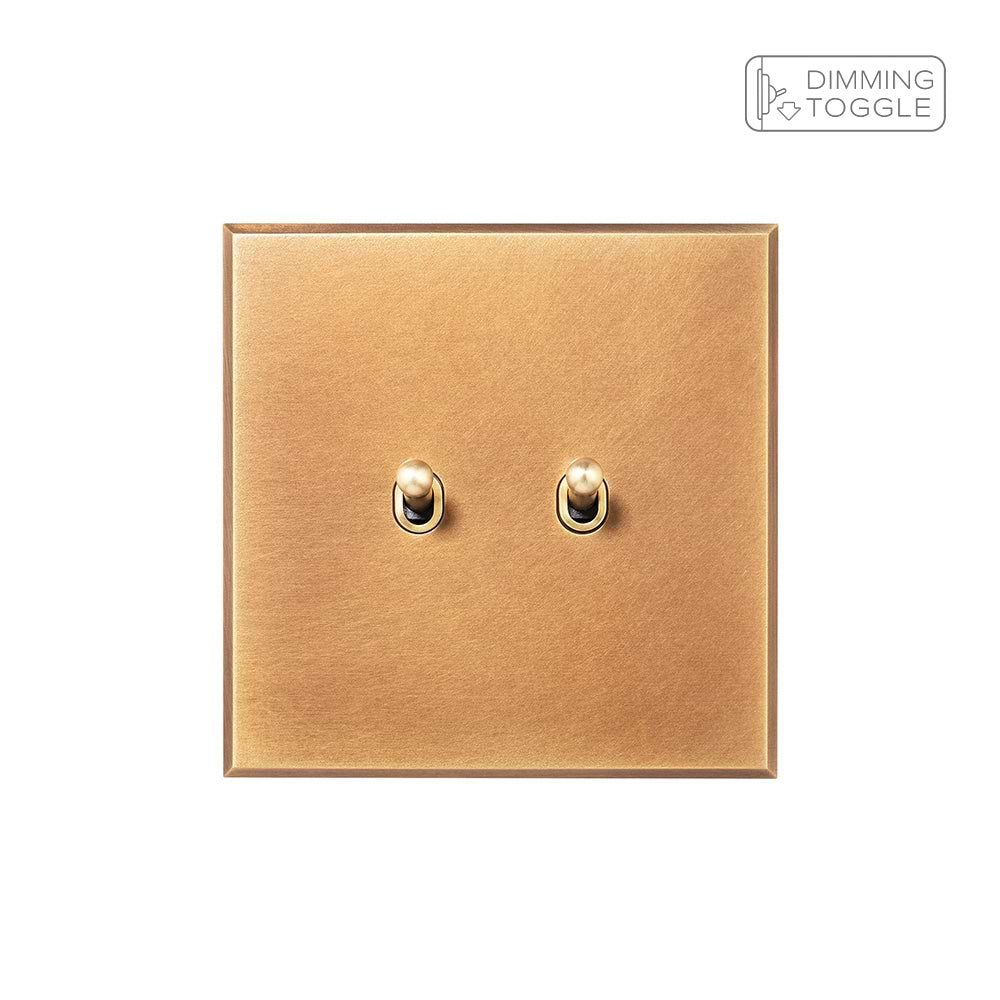 Natural Brass 2 Gang 2 Way Dimming Toggle Switch - The Palaces Collection
