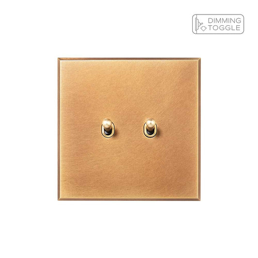 Natural Brass 2 Gang 2 Way Dimming Toggle Switch - The Palaces Collection