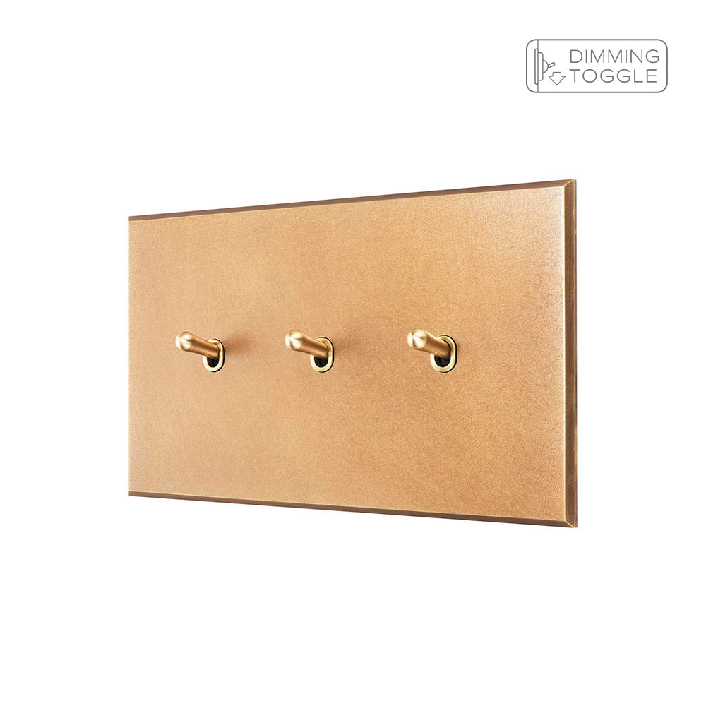 Natural Brass 3 Gang 2 Way Dimming Toggle Switch - The Palaces Collection