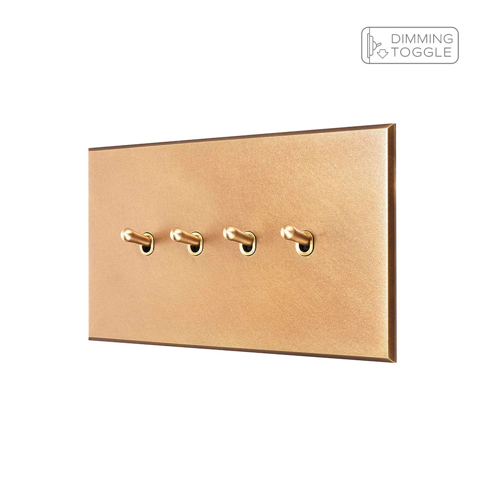 Natural Brass 4 Gang 2 Way Dimming Toggle Switch - The Palaces Collection
