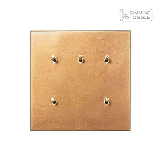 Natural Brass 5 Gang 2 Way Dimming Toggle Switch - The Palaces Collection