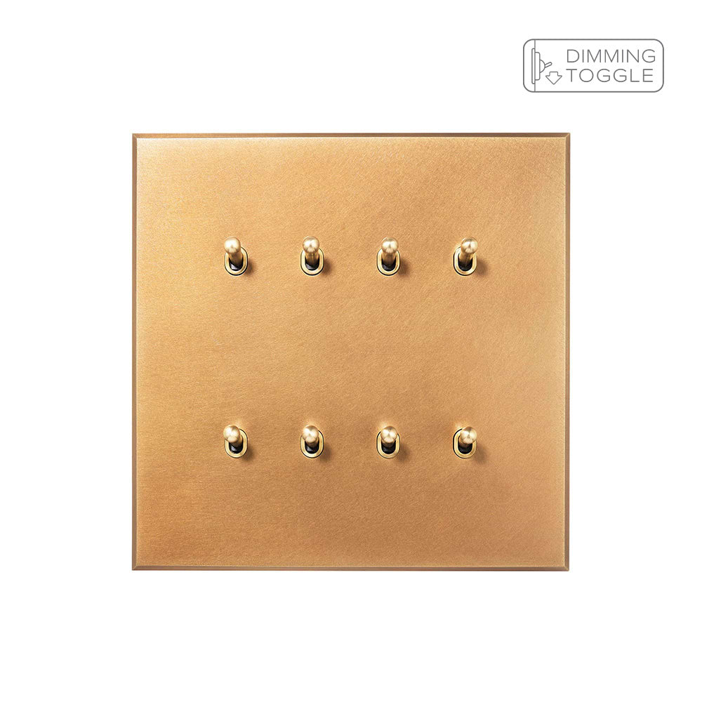Natural Brass 8 Gang 2 Way Dimming Toggle Switch - The Palaces Collection