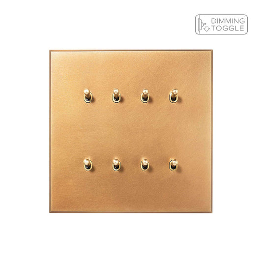 Natural Brass 8 Gang 2 Way Dimming Toggle Switch - The Palaces Collection