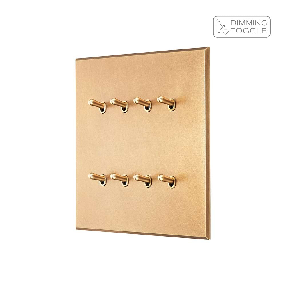 Natural Brass 8 Gang 2 Way Dimming Toggle Switch - The Palaces Collection